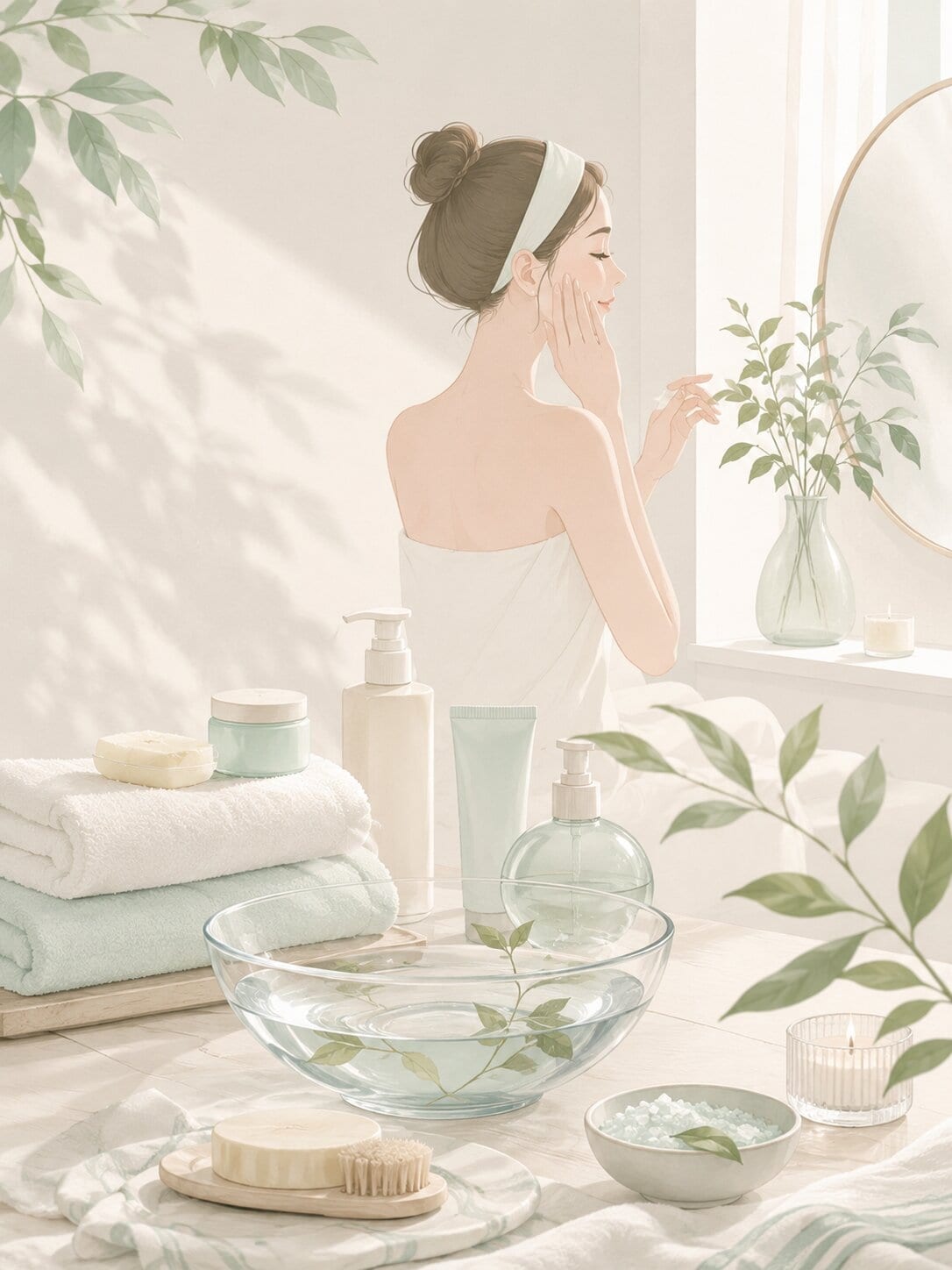 日常护理场景插画