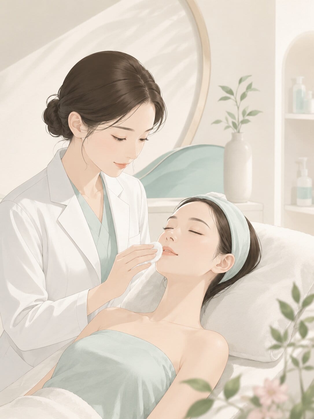 皮肤护理场景插画